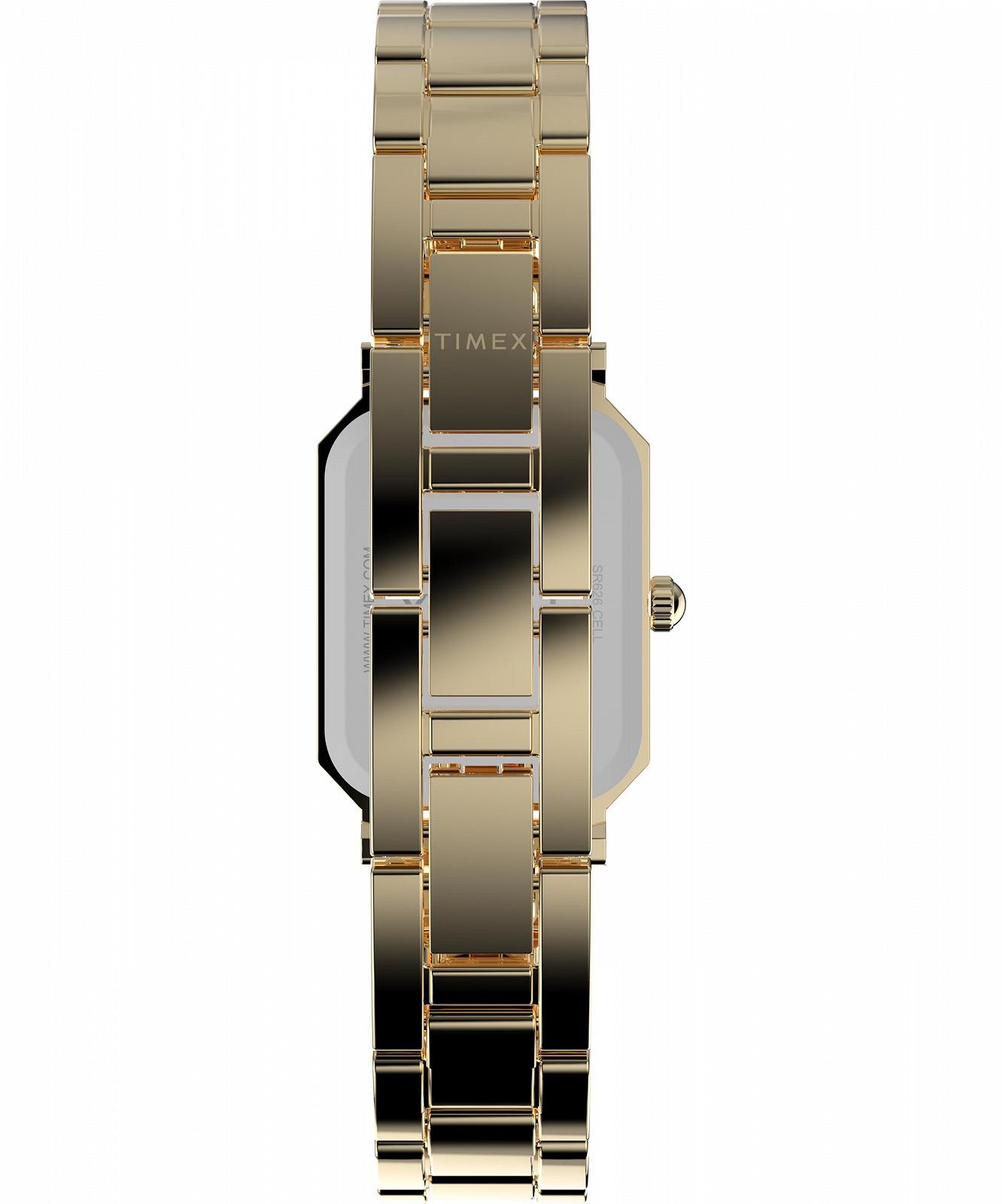 Женские часы Timex Trend 21 мм, золотые, золотой корпус, белый циферблат, золотой браслет, фото №3