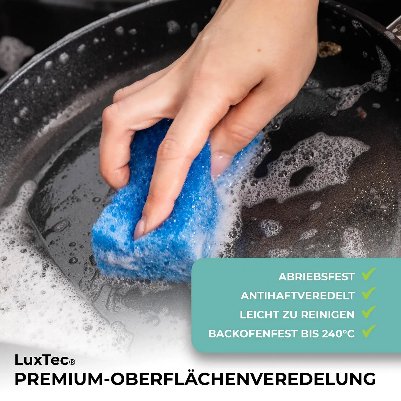 Каструля квадратна Eurolux 28 см з литого алюмінію для індукції та духовки PFOA-Free, фото №6