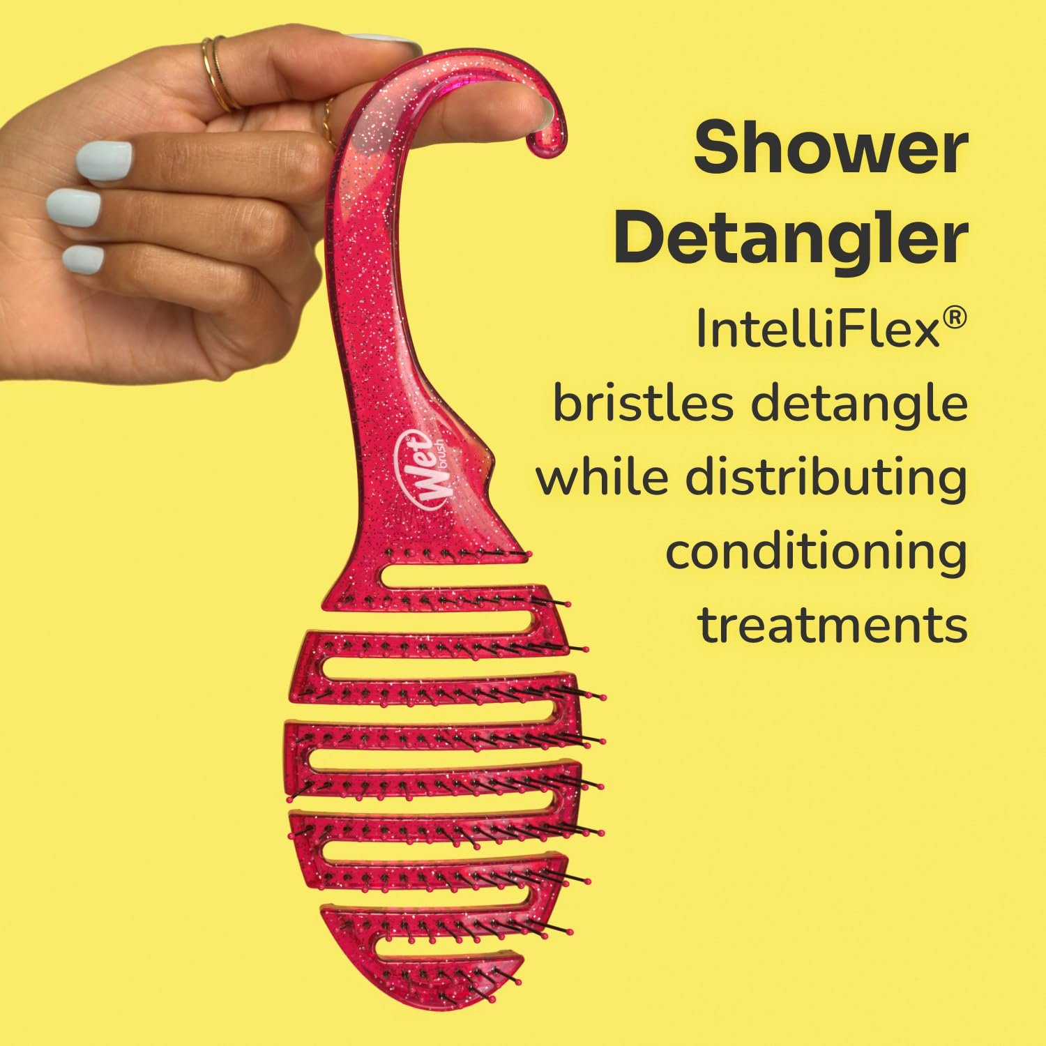 Щітка Wet Brush Shower Detangler Black Glitter, фото №10