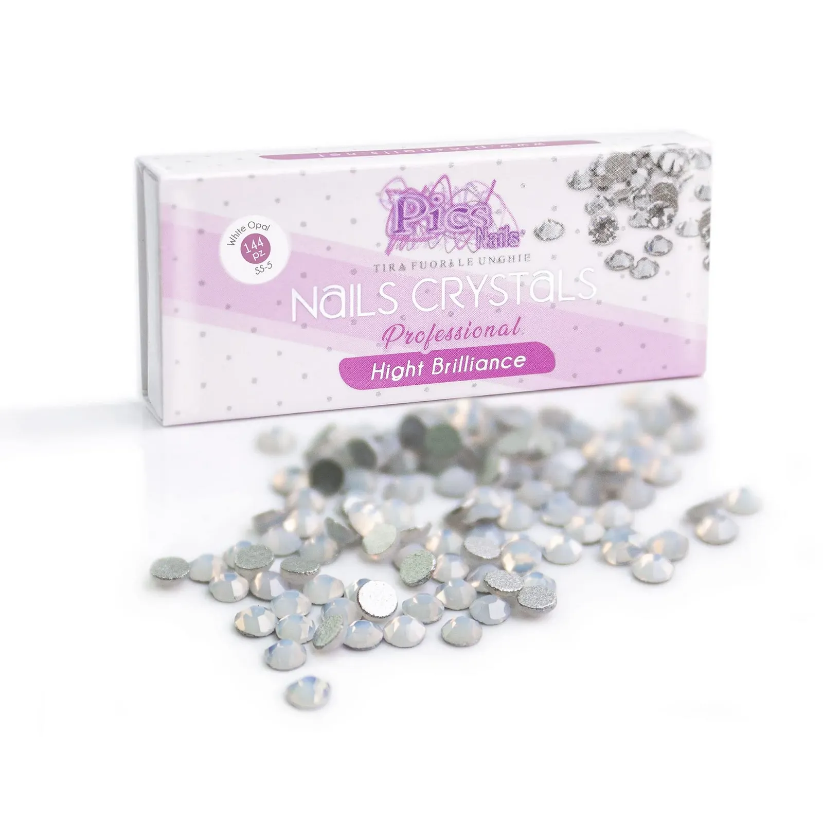 Блестки для ногтей SS-5 (1,7 мм) 144 кристалла профессионального качества для ногтей, высокая яркость, белый опал, фото №1