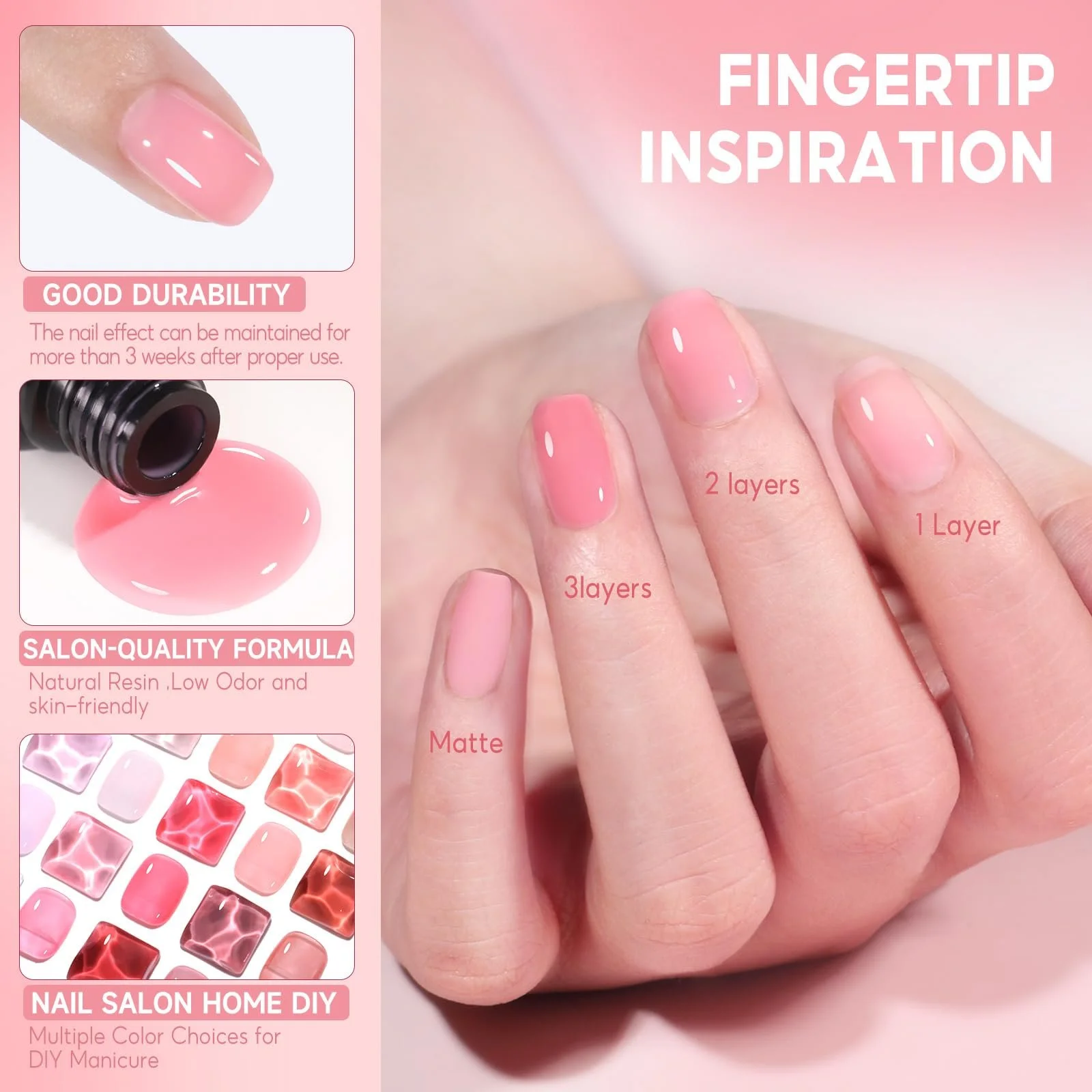 Гель-лак COSCELIA Jelly, 22 цвета, розовый, телесный, прозрачный, фото №5