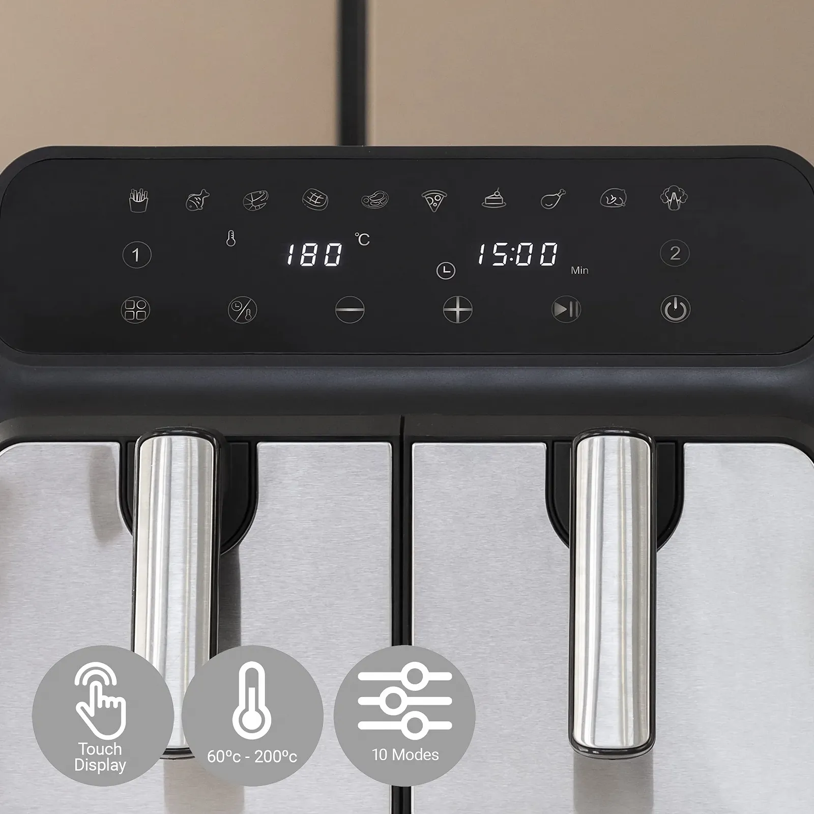 Мультипіч InnovaGoods Fryinn Double 8000 8L 3400W Black Stainless Steel, фото №2 Мультипіч InnovaGoods Fryinn Double 8000 8L 3400W Black Stainless Steel, фото №2