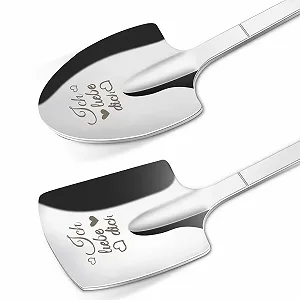 Ложка для мороженого с гравировкой Ice Cream Spoon, 2 x Нержавеющая сталь, для пар, ложка любви, подарок на День Святого Валентина, День рождения и годовщину для него или ее - Фото 1
