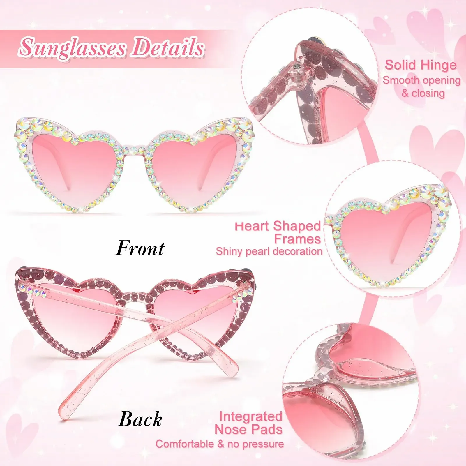 Солнцезащитные очки Сердце Белое, фото №3