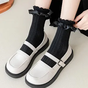 Шкарпетки Жіночі Святкові з рюшами, Чорні, 1 пара synthetic.ua - Фото 1