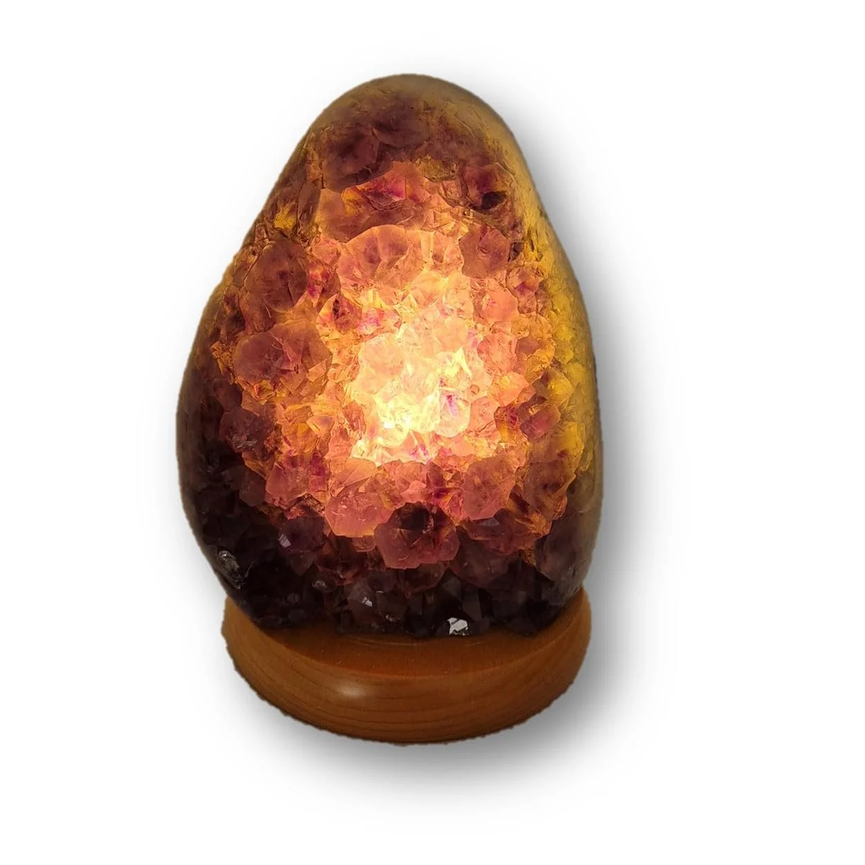 Настільна лампа ручної роботи Amethyst Crystal Medium-224 основа з бука 2 Вт Фіолетова, фото №1