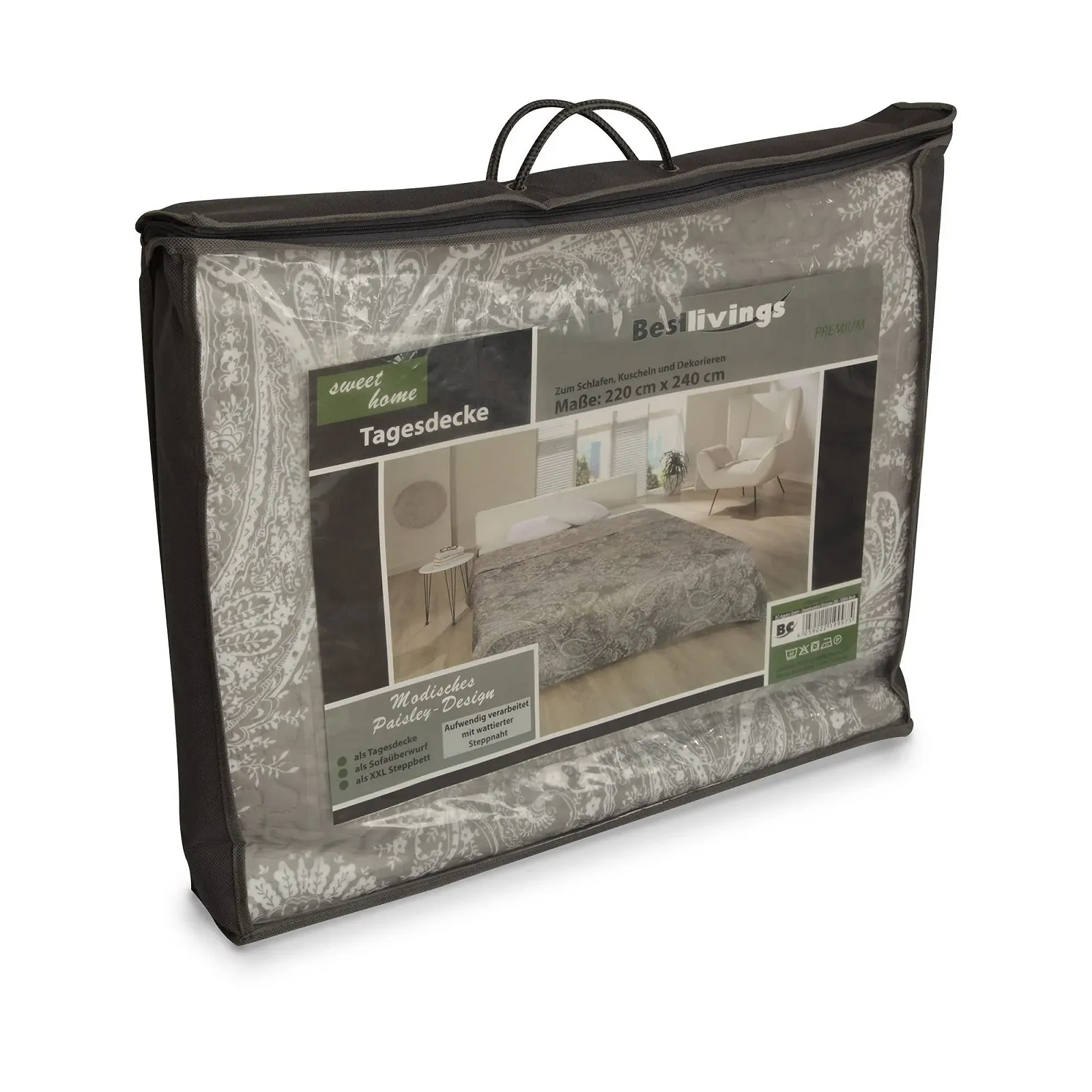 Покрывало XXL Bestlivings 220 x 240 см с прослойкой уплотнителя Пейсли, фото №3