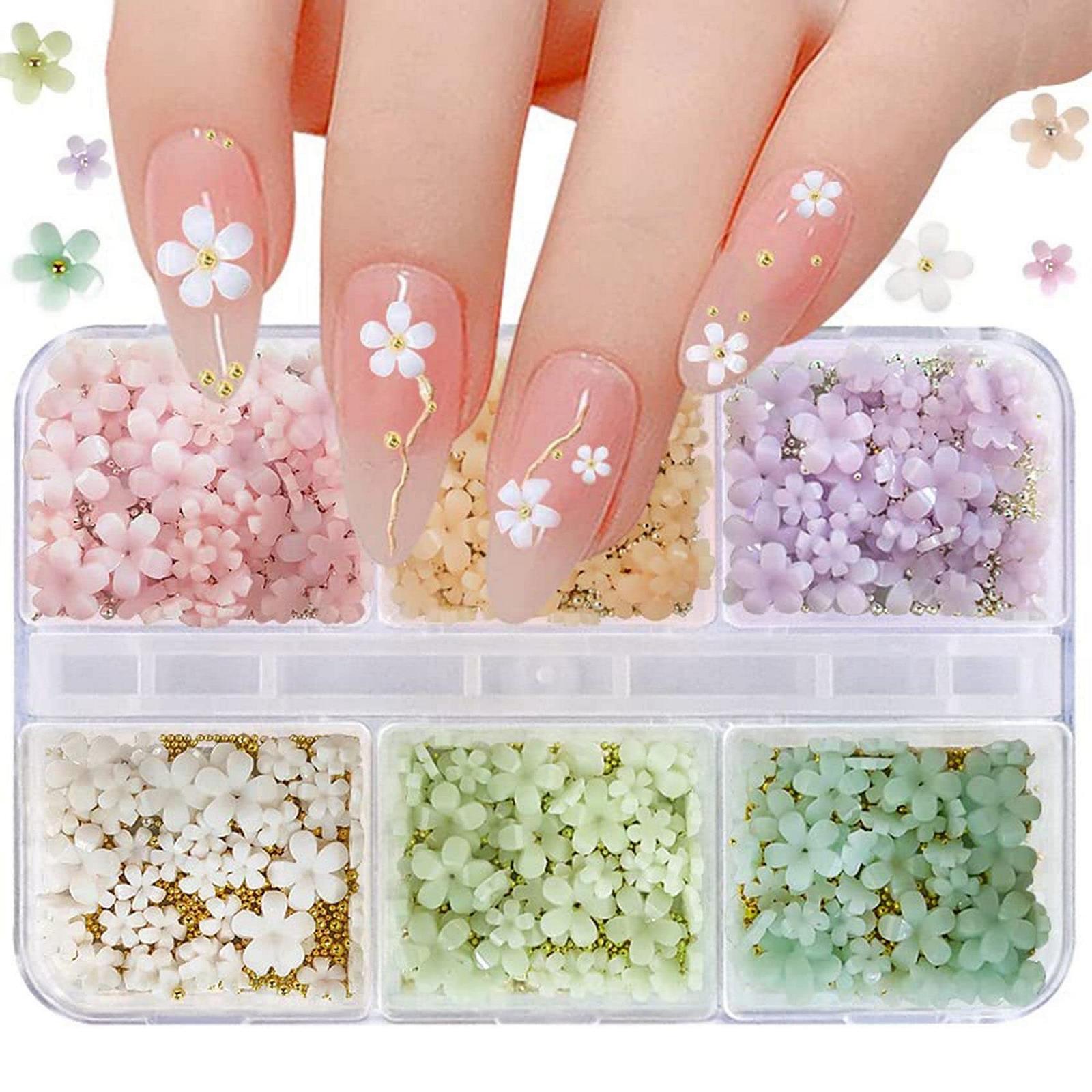 3D Цветок TsoLay, украшения для ногтей, 6 ячеек, 3D акриловые стразы для ногтей, светлые бусины для ногтей, DIY украшения для ногтей, фото №7