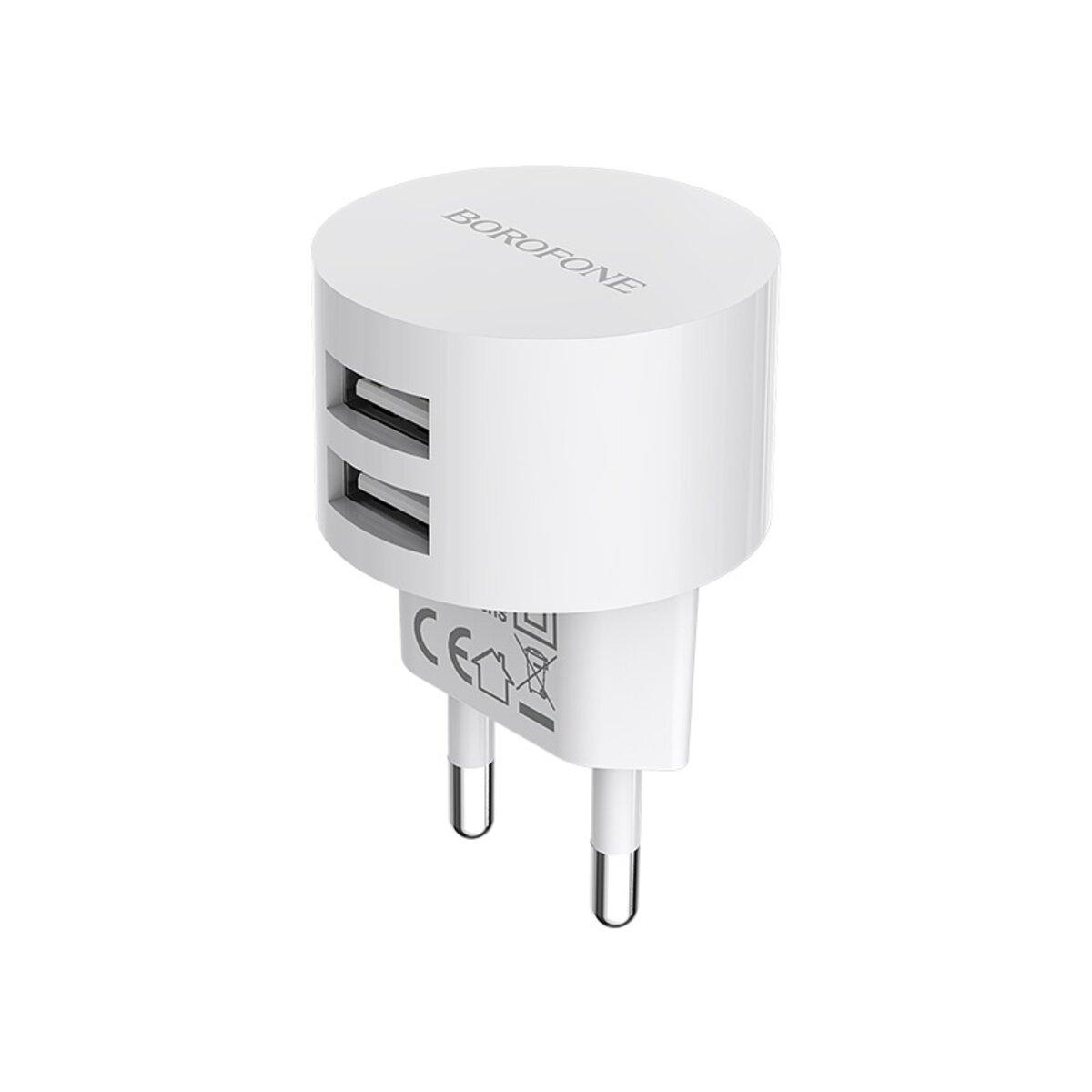 Сетевое зарядное устройство BOROFONE BA23A Brilliant dual port charger set Lightning White BA23ALW, фото №1 Сетевое зарядное устройство BOROFONE BA23A Brilliant dual port charger set Lightning White BA23ALW, фото №1