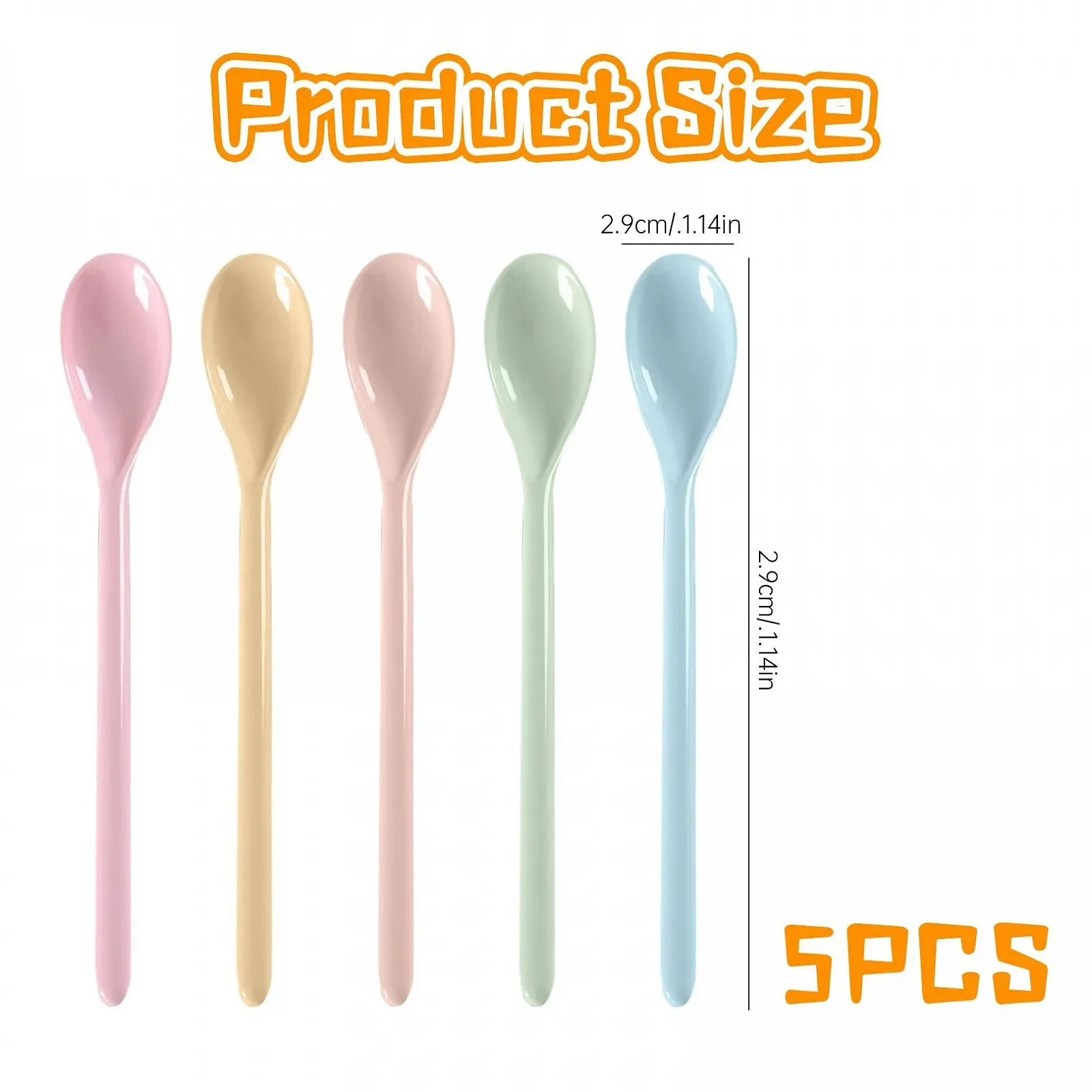 Набір із 5 пластикових ложок для яєць, довгі, фото №2