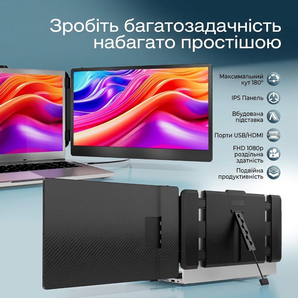 Монітор портативний 14" Teamgee S1 Full HD IPS 60 Гц, фото №4