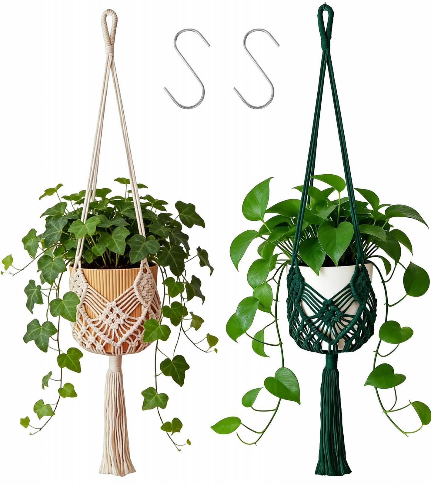 Підвісні кошики макраме 2 штуки Бавовна, фото №1