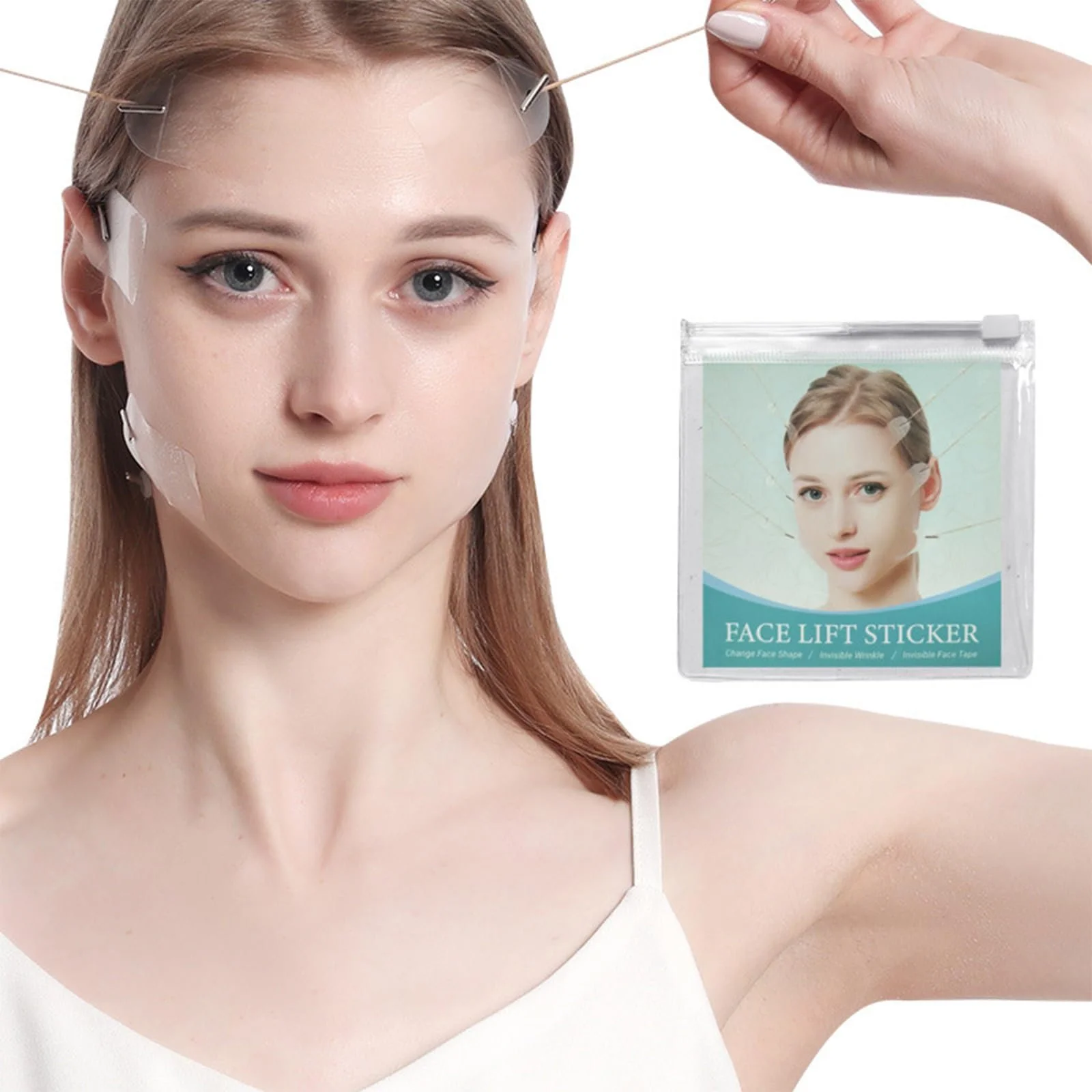 Стрічки для підтяжки обличчя 40 шт, невидимі патчі проти зморшок для миттєвої підтяжки, фото №1