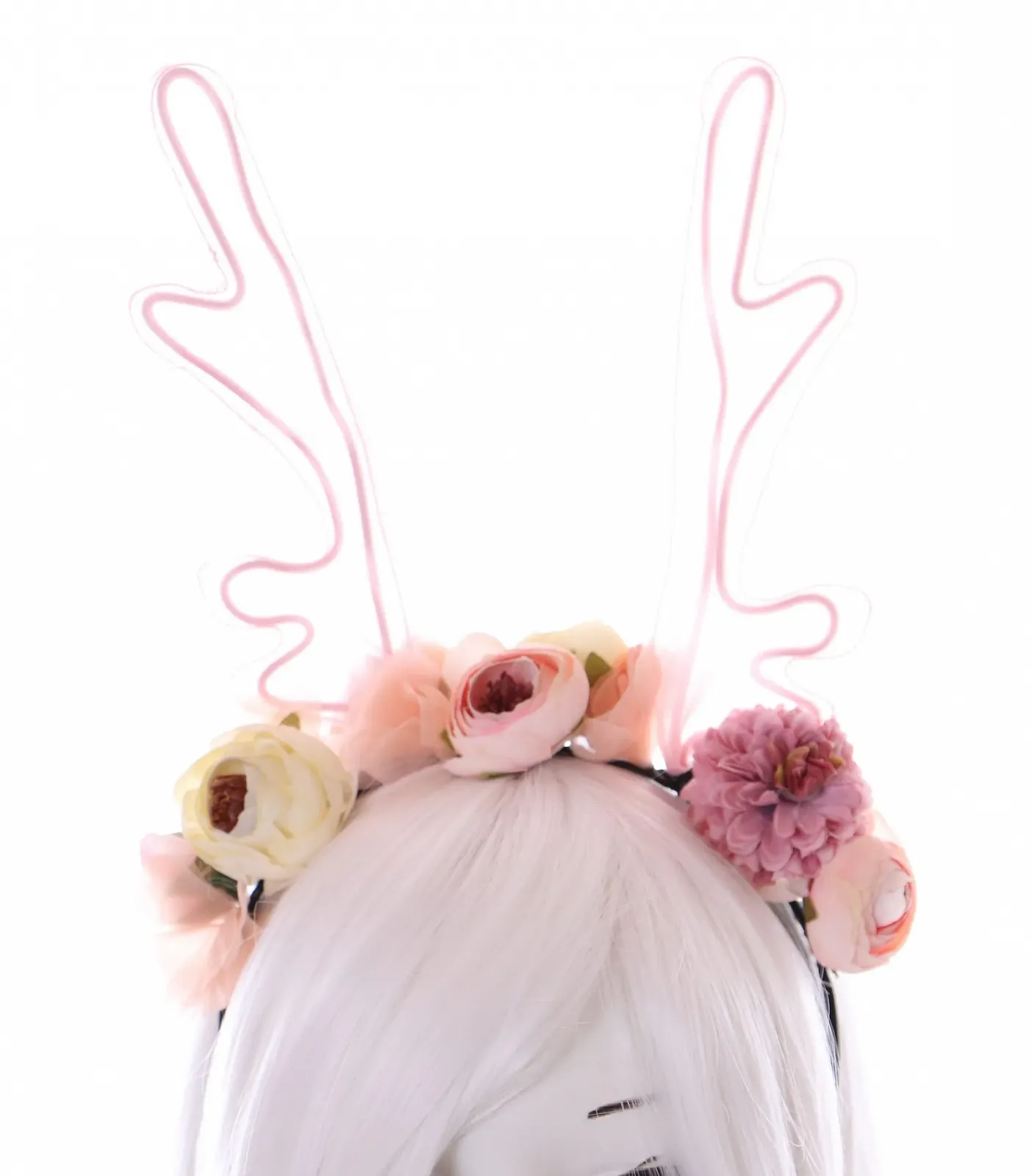 Обруч Різдвяні Оленячі Роги Мереживо з Різнокольоровими Квітами Аксесуари для Волосся, фото №1