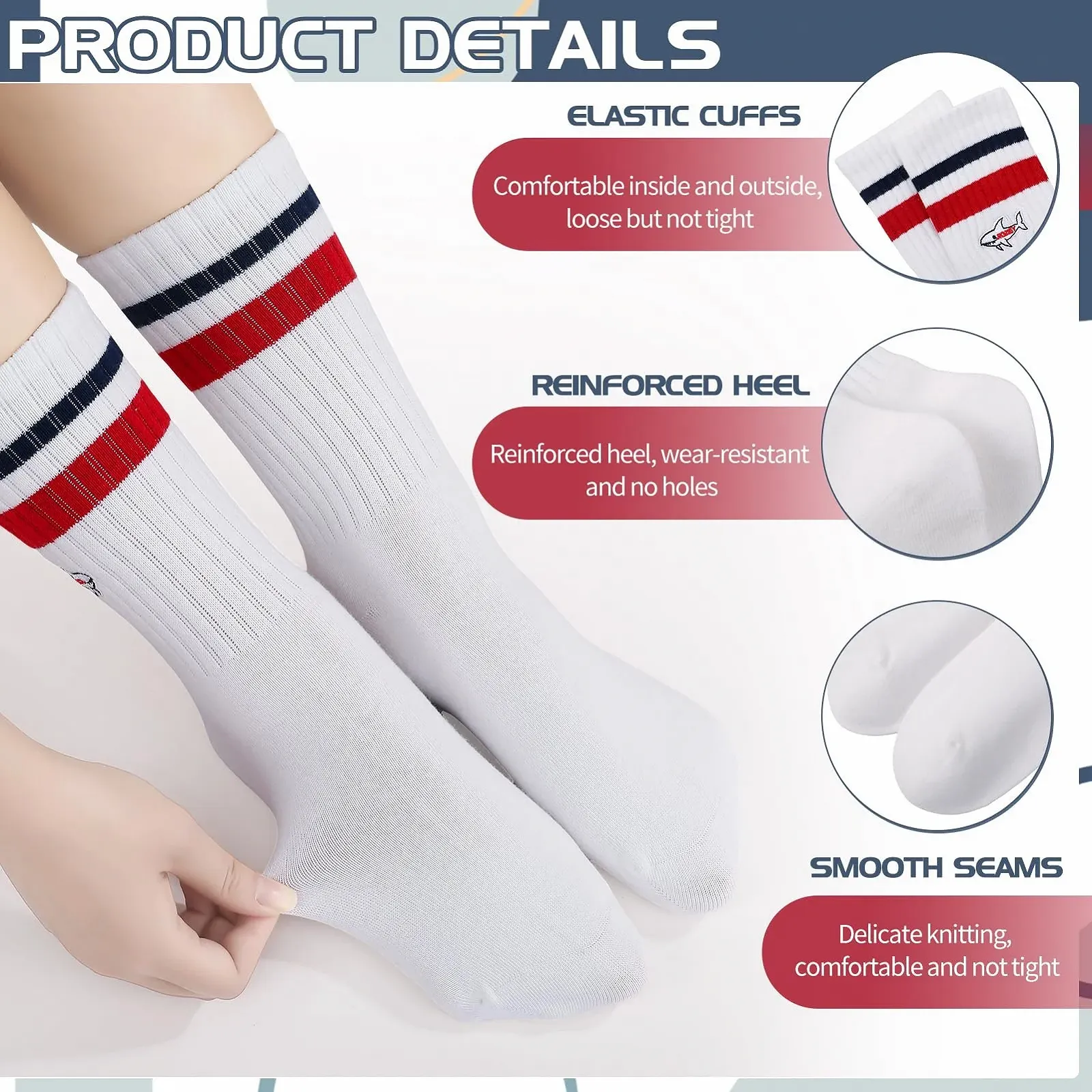 Тенісні шкарпетки з вишивкою, 4 пари, 39-43, фото №3