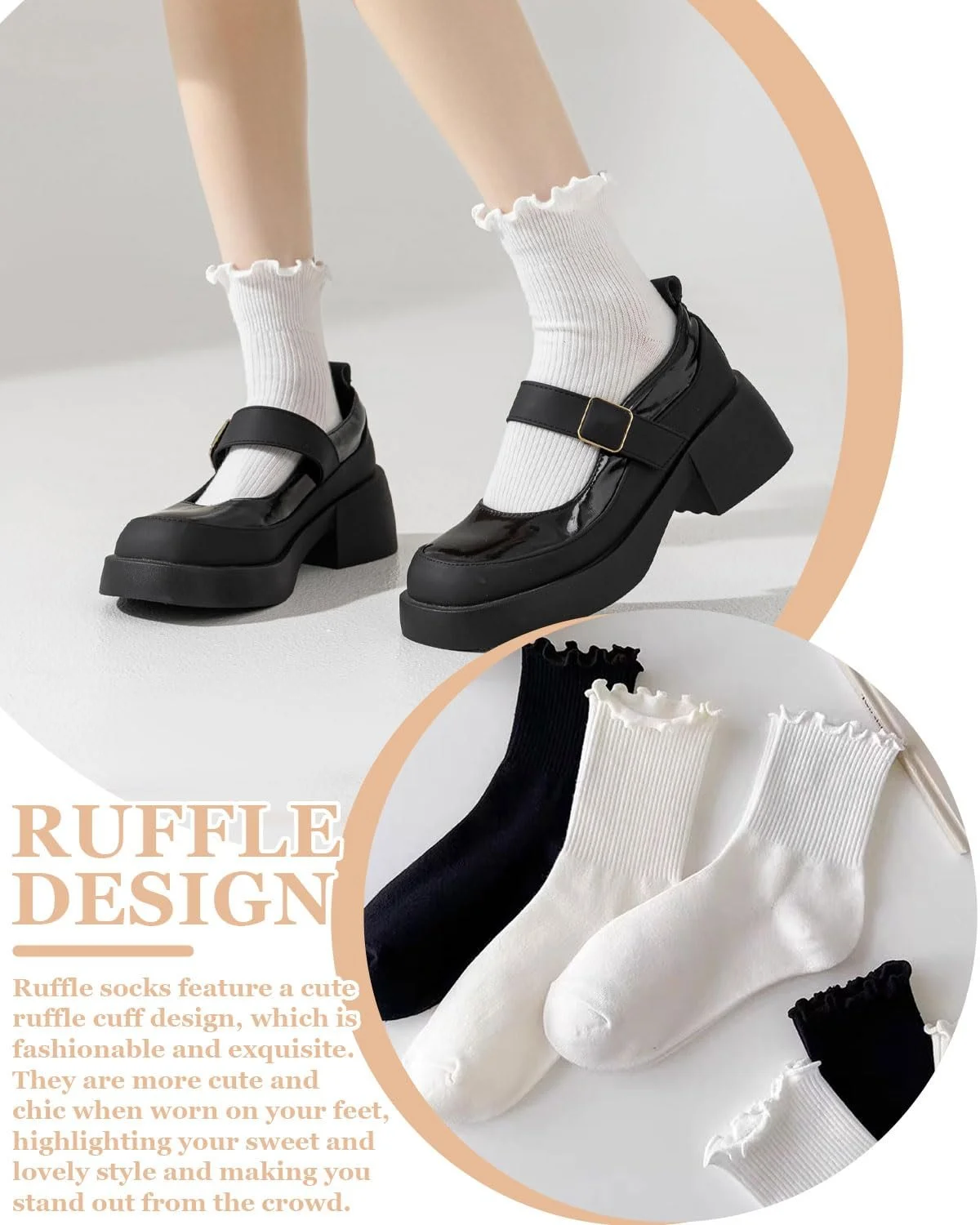 Шкарпетки з рюшами (6 пар) Бавовняні шкарпетки 35-40, фото №5 Шкарпетки з рюшами (6 пар) Бавовняні шкарпетки 35-40, фото №5