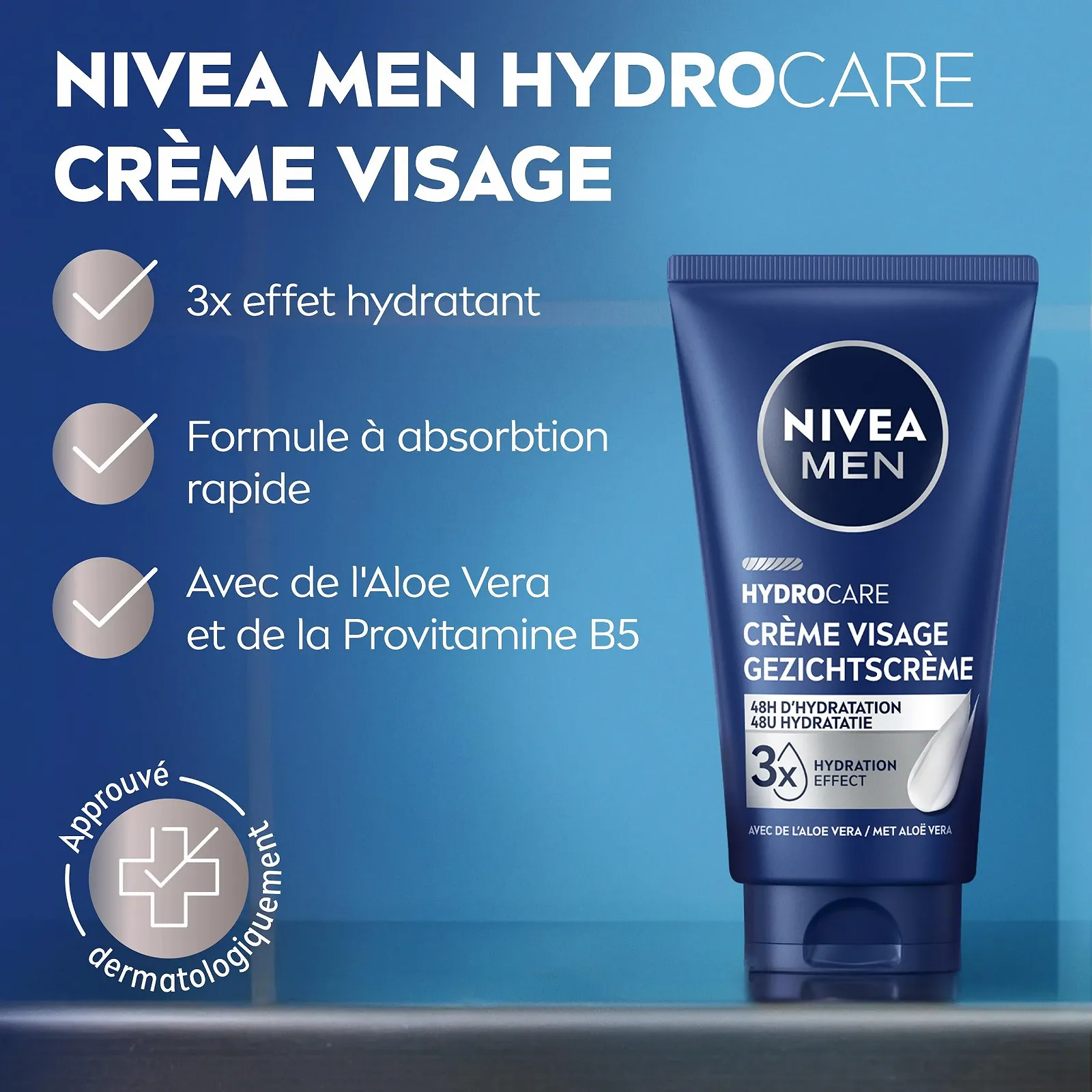 Зволожувальний крем NIVEA MEN Hydrocare для сухої шкіри з алое вера 100 мл (2 шт. в упаковці), фото №4 Зволожувальний крем NIVEA MEN Hydrocare для сухої шкіри з алое вера 100 мл (2 шт. в упаковці), фото №4