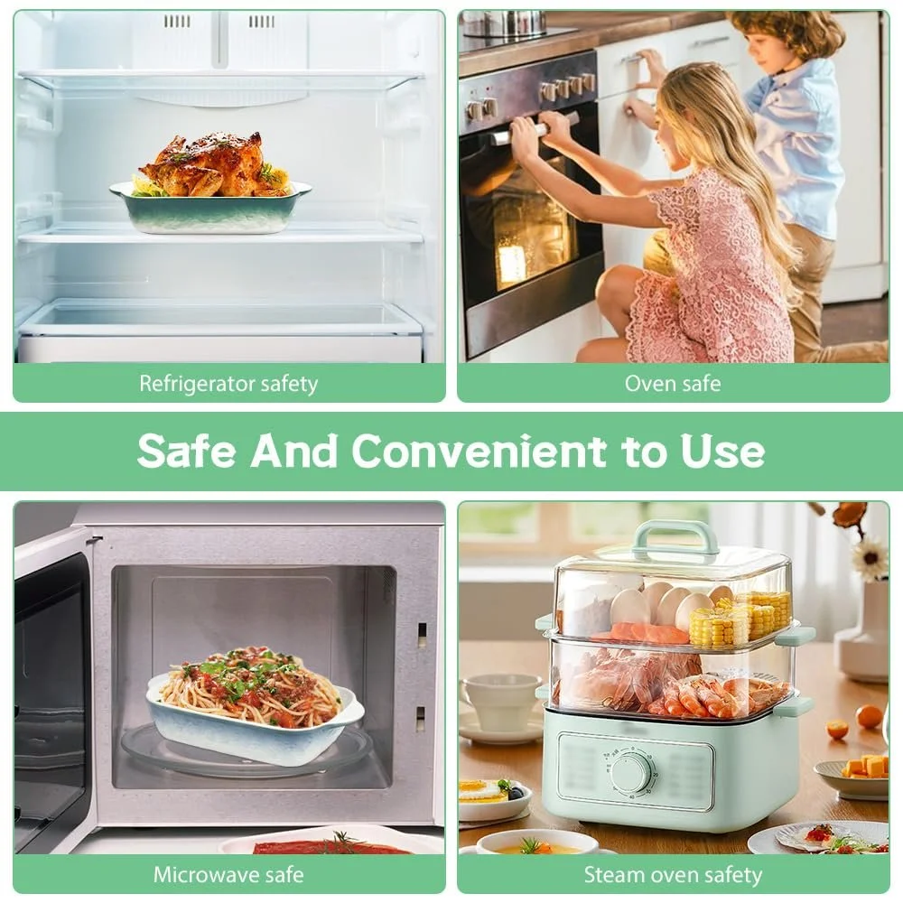 Набор форм для запекания Ceramic (2 шт.) керамические с ручкой квадратные 23 x 13 см, фото №5