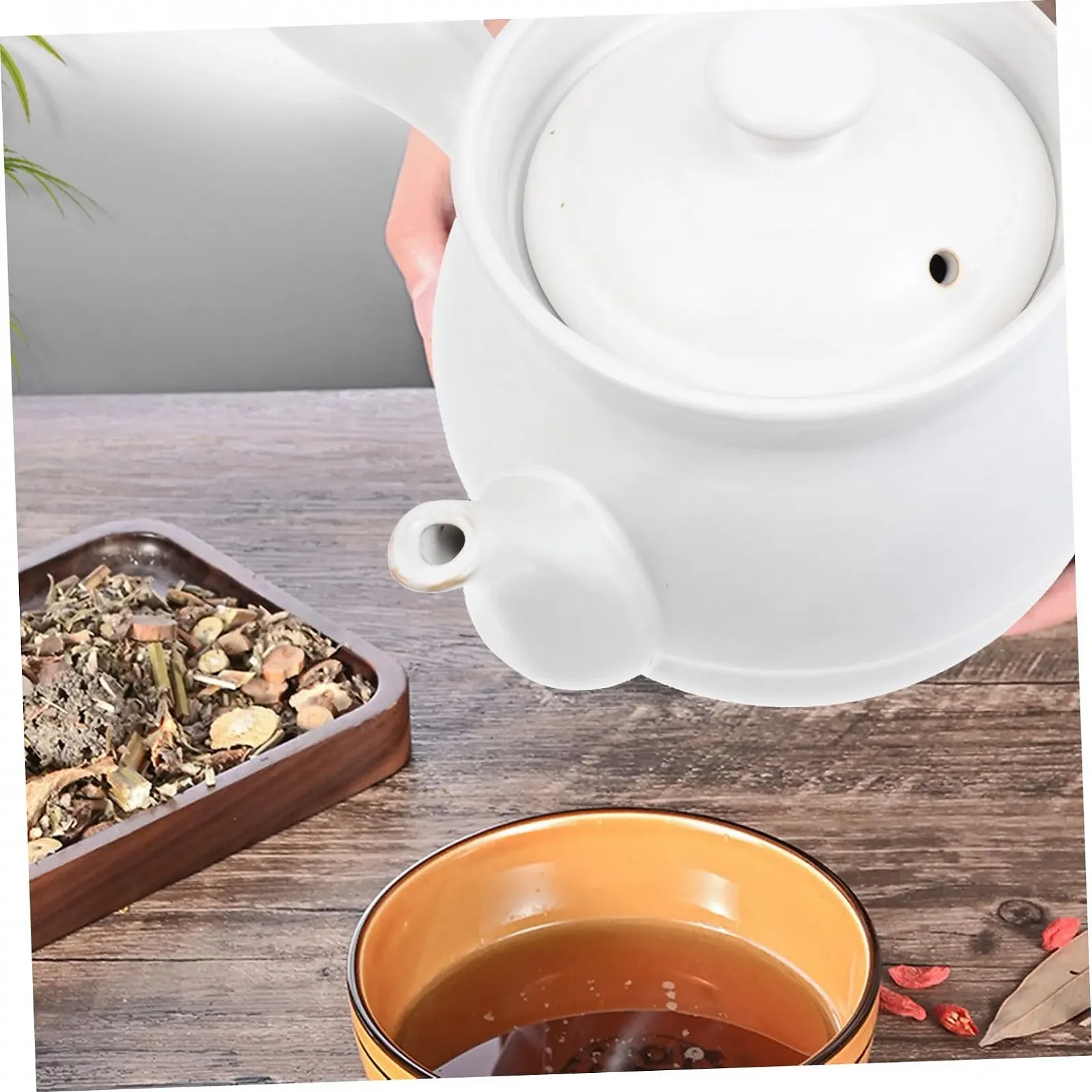 Горшок керамический GALPADA для приготовления лекарств с носиком и термоизоляционной ручкой, фото №4