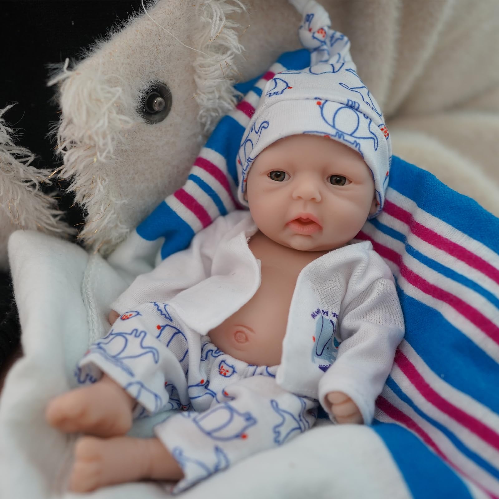Лялька MYREBABY Reborn 7 Inch Силіконова Хлопчик Justin Реалістична Лялька для Немовлят Силіконове Повне Тіло Стресове Полегшення, фото №1