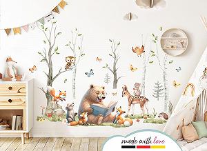 Наклейка на стену Little Deco DL5067 L Лесные животные Медведь Лиса synthetic.ua - Фото 1