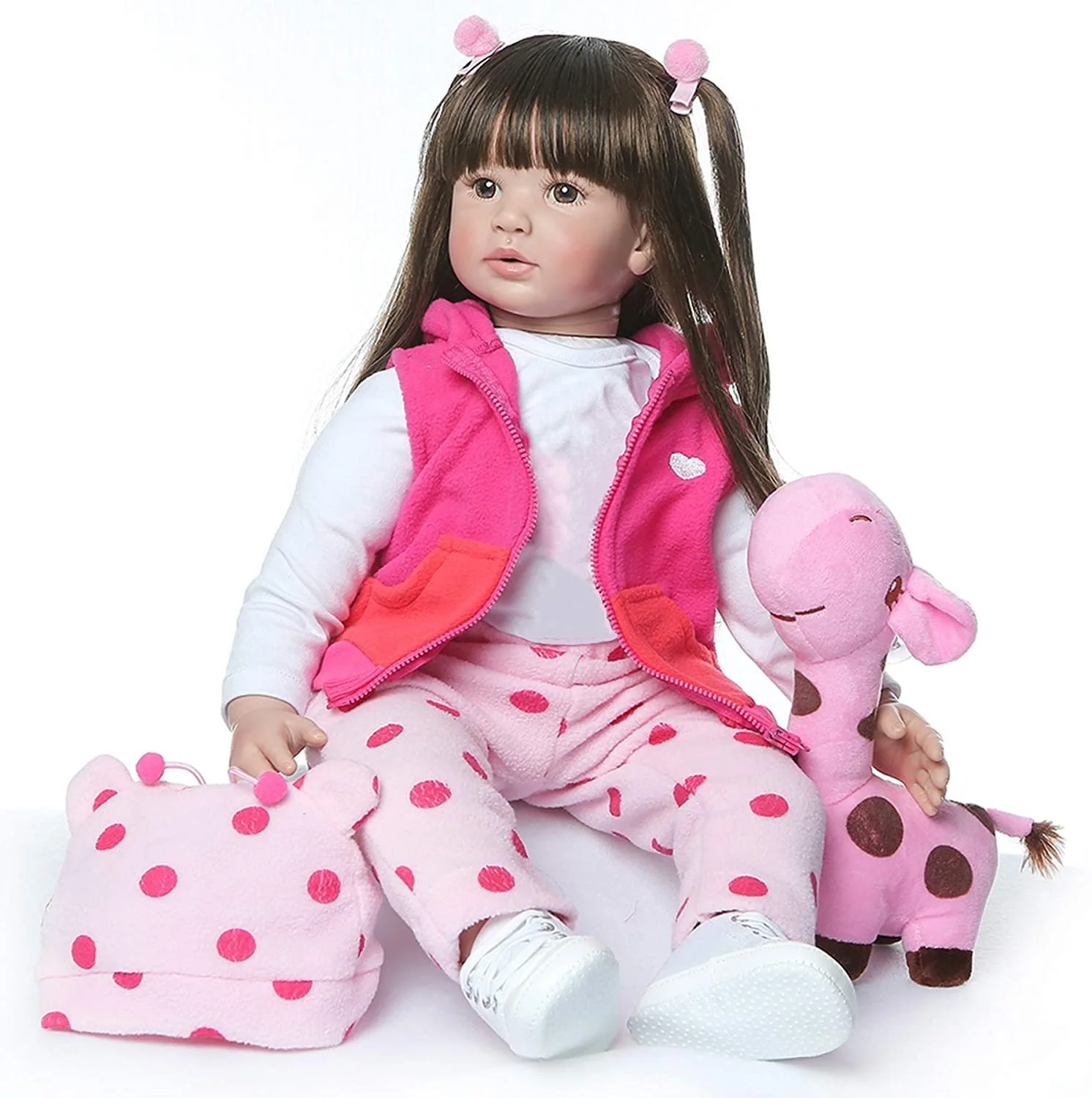 Кукла ZIYIUI 60 см Reborn Soft Vinyl Silicone Long Hair Newborn, фото №2