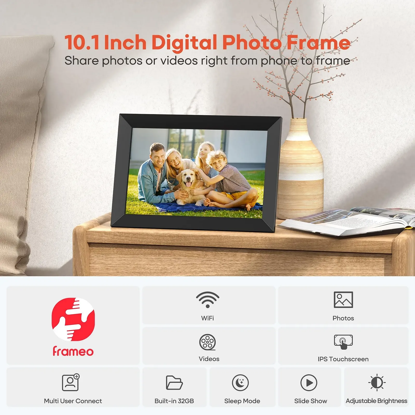 Цифровая фоторамка BIGASUO Набор из 2 шт. 10.1 дюйма 1280 x 800 IPS Сенсорный экран 32 GB Автоповорот, фото №7 Цифровая фоторамка BIGASUO Набор из 2 шт. 10.1 дюйма 1280 x 800 IPS Сенсорный экран 32 GB Автоповорот, фото №7