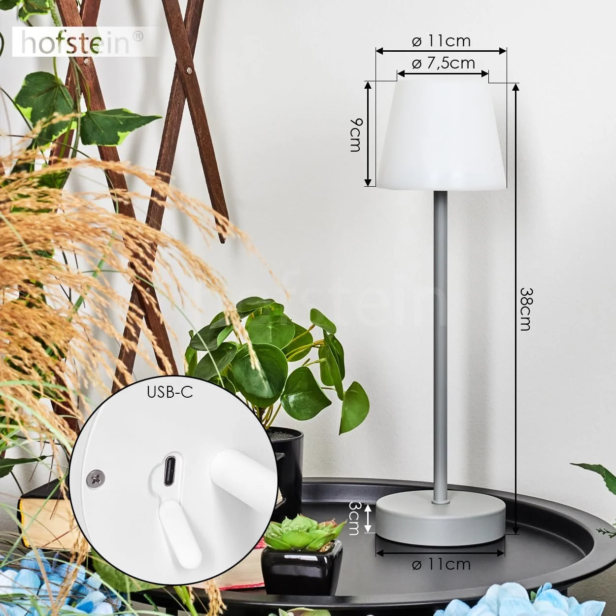 Настільна лампа Mazda LED Outdoor Пластик Сірий/Білий 11 см USB-C Battery 2.2 Вт 250 Люмен, фото №5