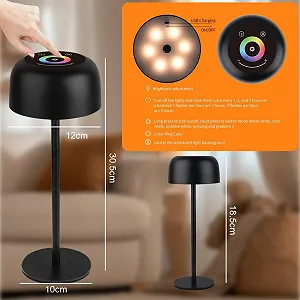 Настільна лампа 3-в-1 Bottle Light світлодіодна акумуляторна димована 30.5 см теплий білий та 64 кольори Чорна synthetic.ua - Фото 1