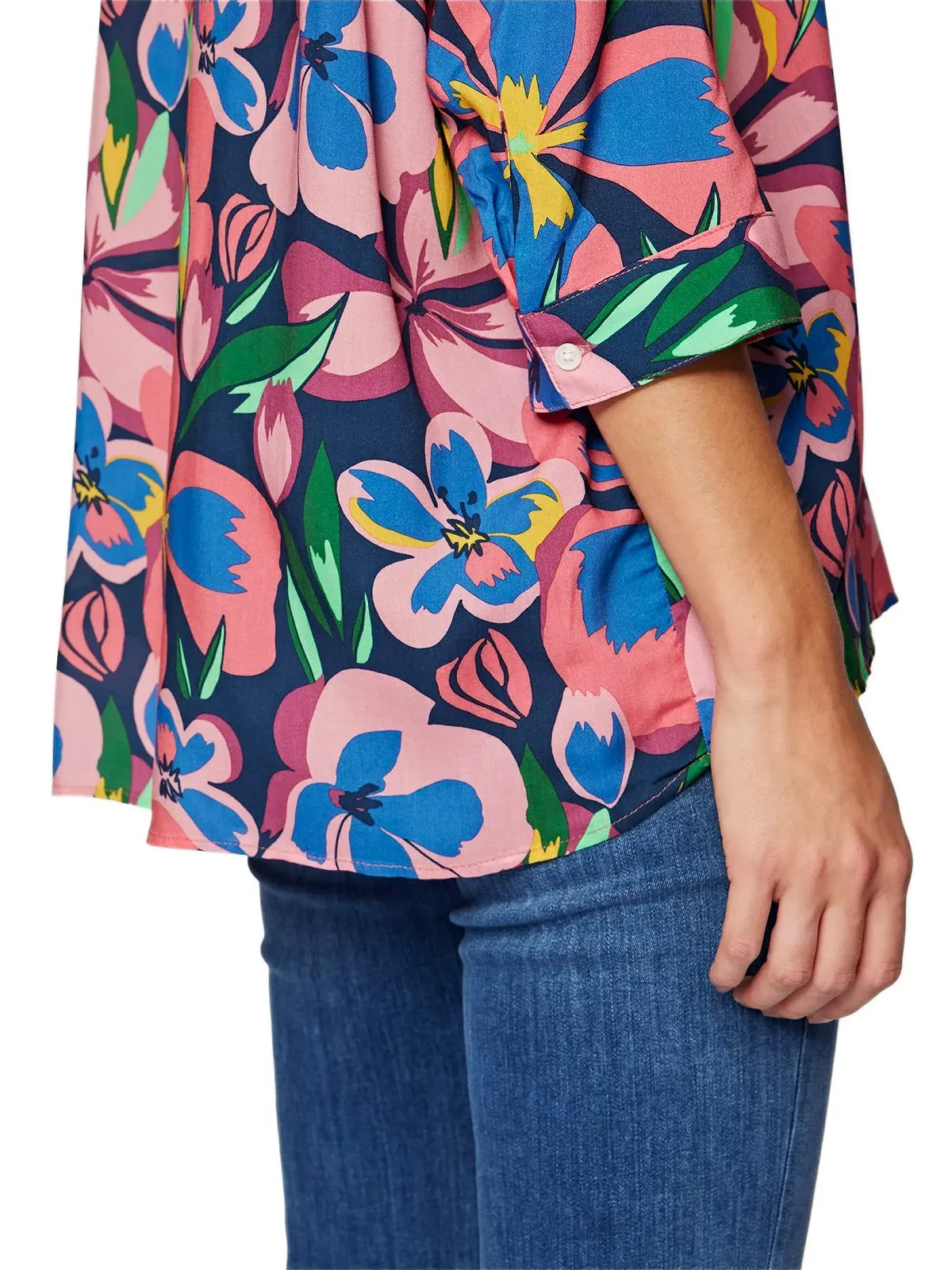 Рубашка с длинным рукавом Navy Big Flower Rose Violet Print, фото №5