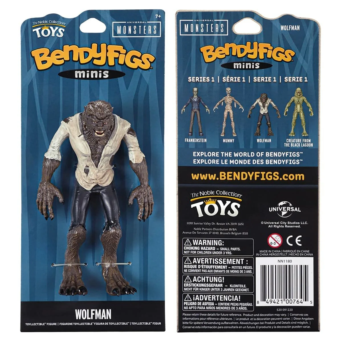 Гнучка міні-фігурка The Noble Collection Universal Monsters Bendyfig Wolfman EV-25434 Різнокольорова, фото №5