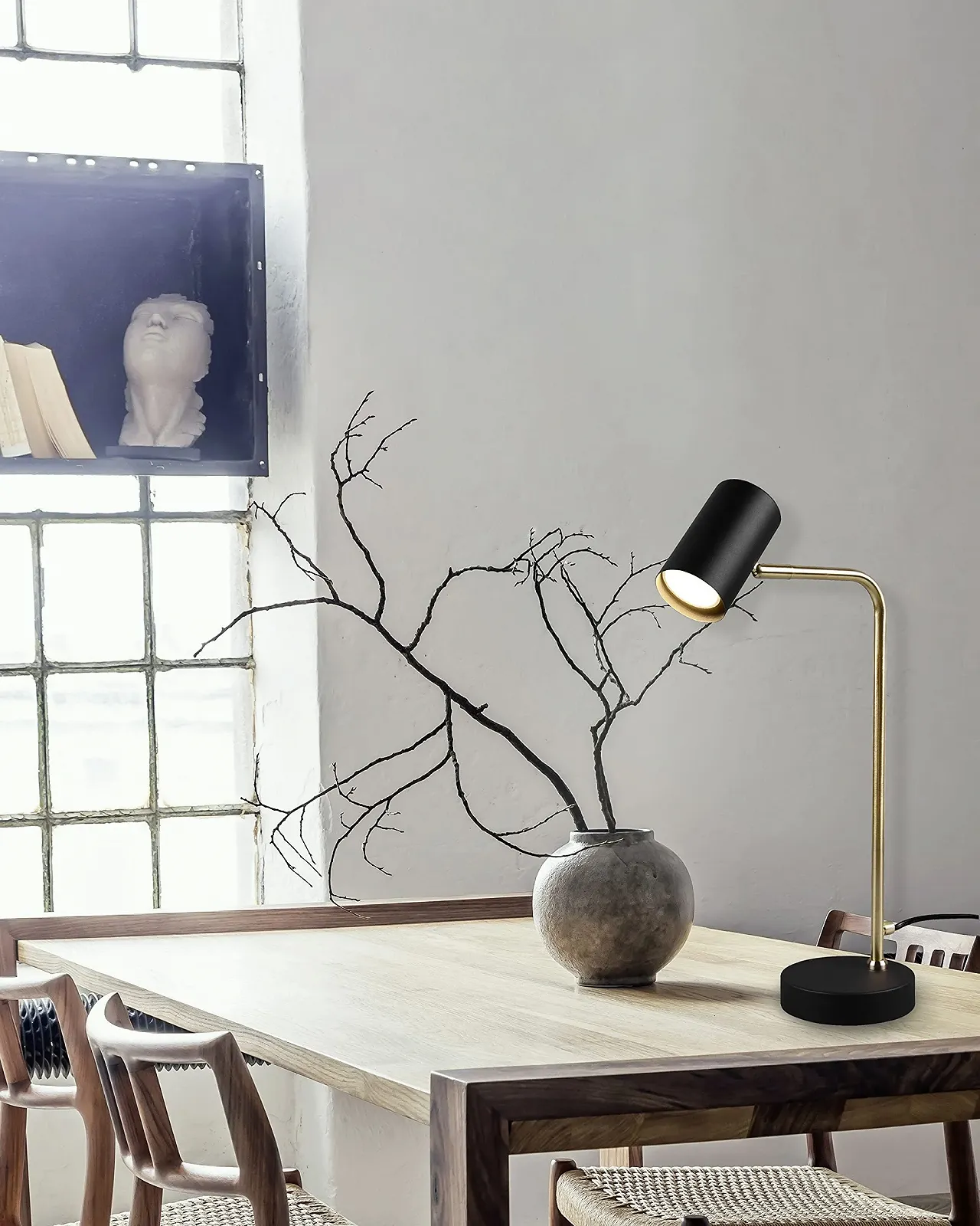 Настільна лампа Trio Leuchten Marley 512400107 металева 1x GU10 матова латунь чорна матова, фото №6