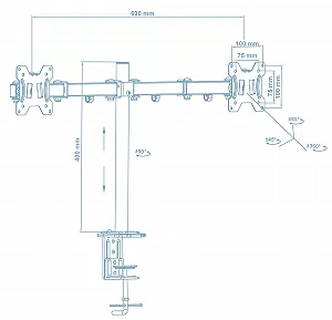 Кронштейн Walfix DM-400B для 2-х моніторів synthetic.ua - Фото 1