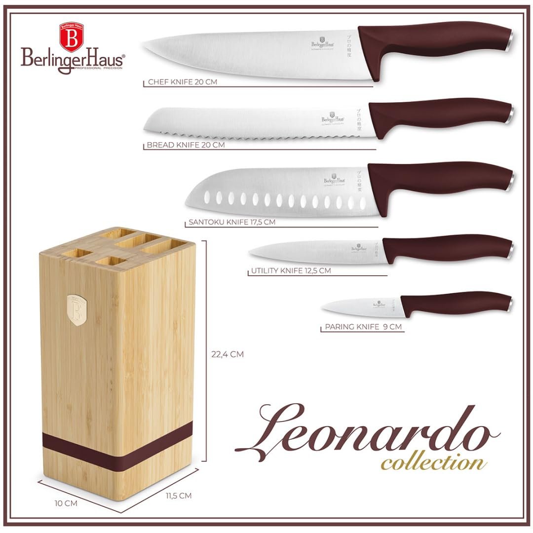 Набор ножей Berlinger Haus Leonardo Collection BH-2972 Bamboo с подставкой 6 штук, фото №3