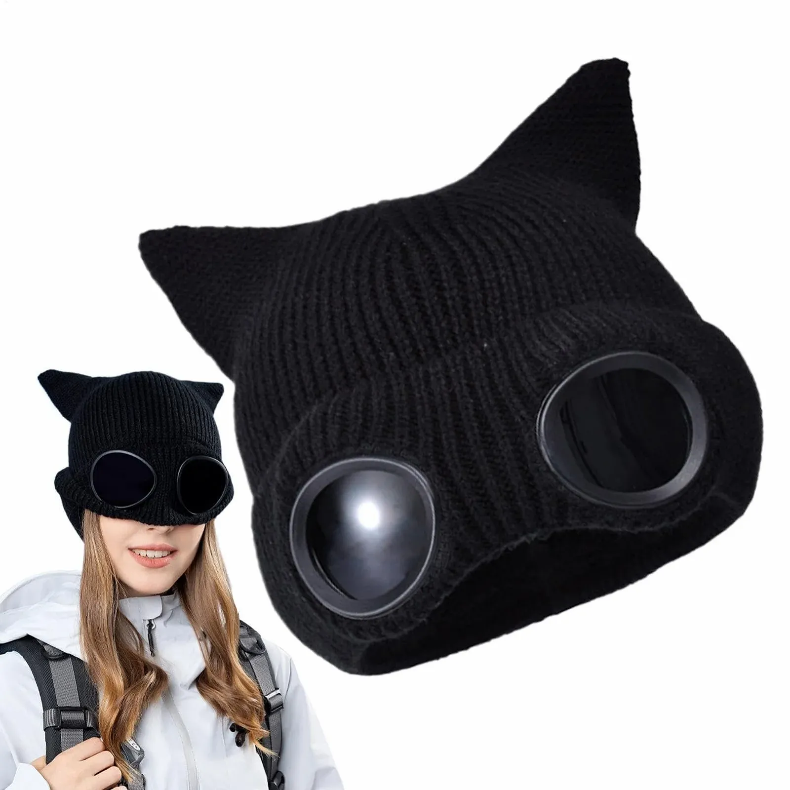 Шапка-бини с очками Зимняя, фото №1