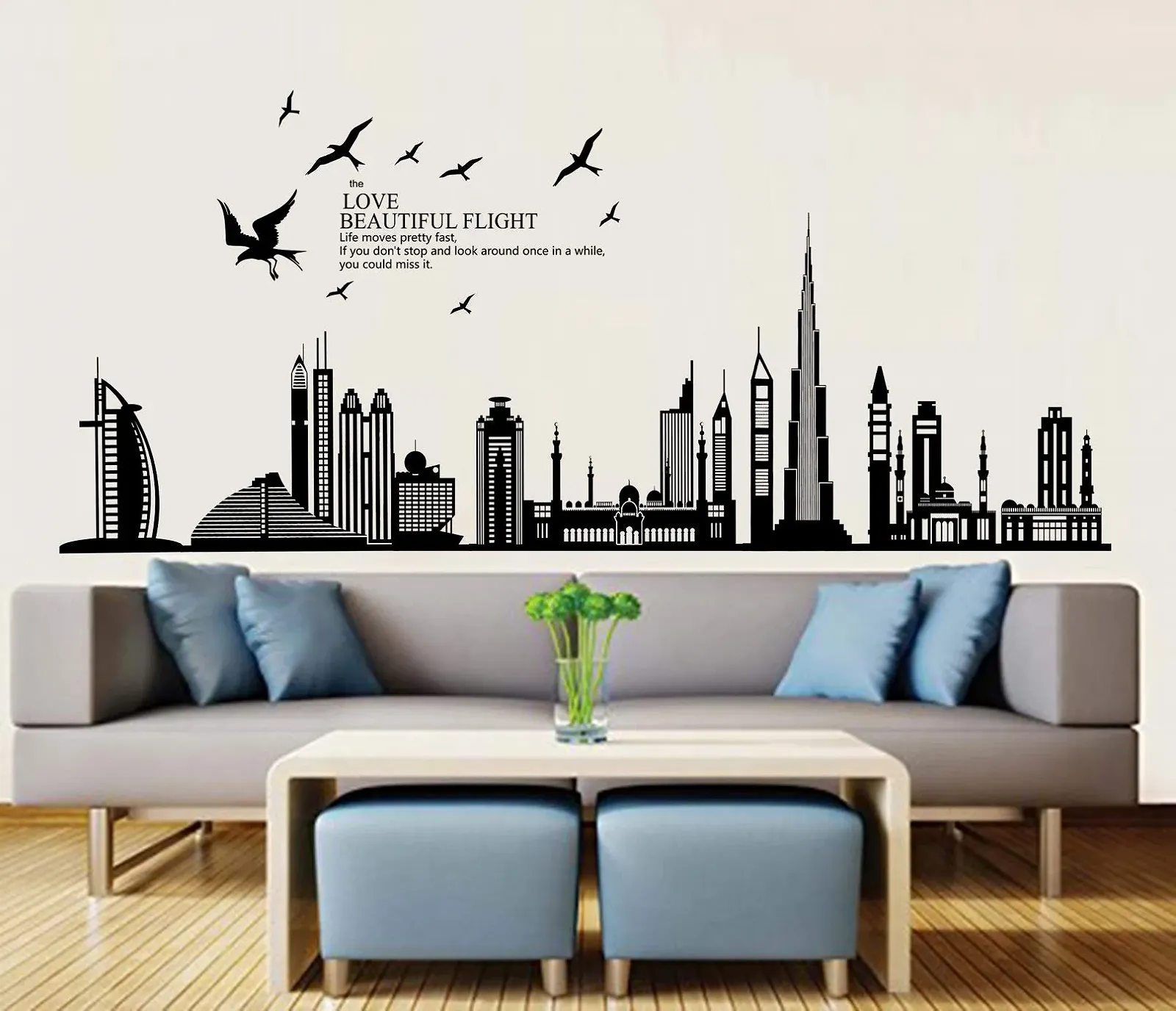 Наклейка на стіну Силует міста Хмарочоси Чорний, фото №2 Наклейка на стіну Силует міста Хмарочоси Чорний, фото №2