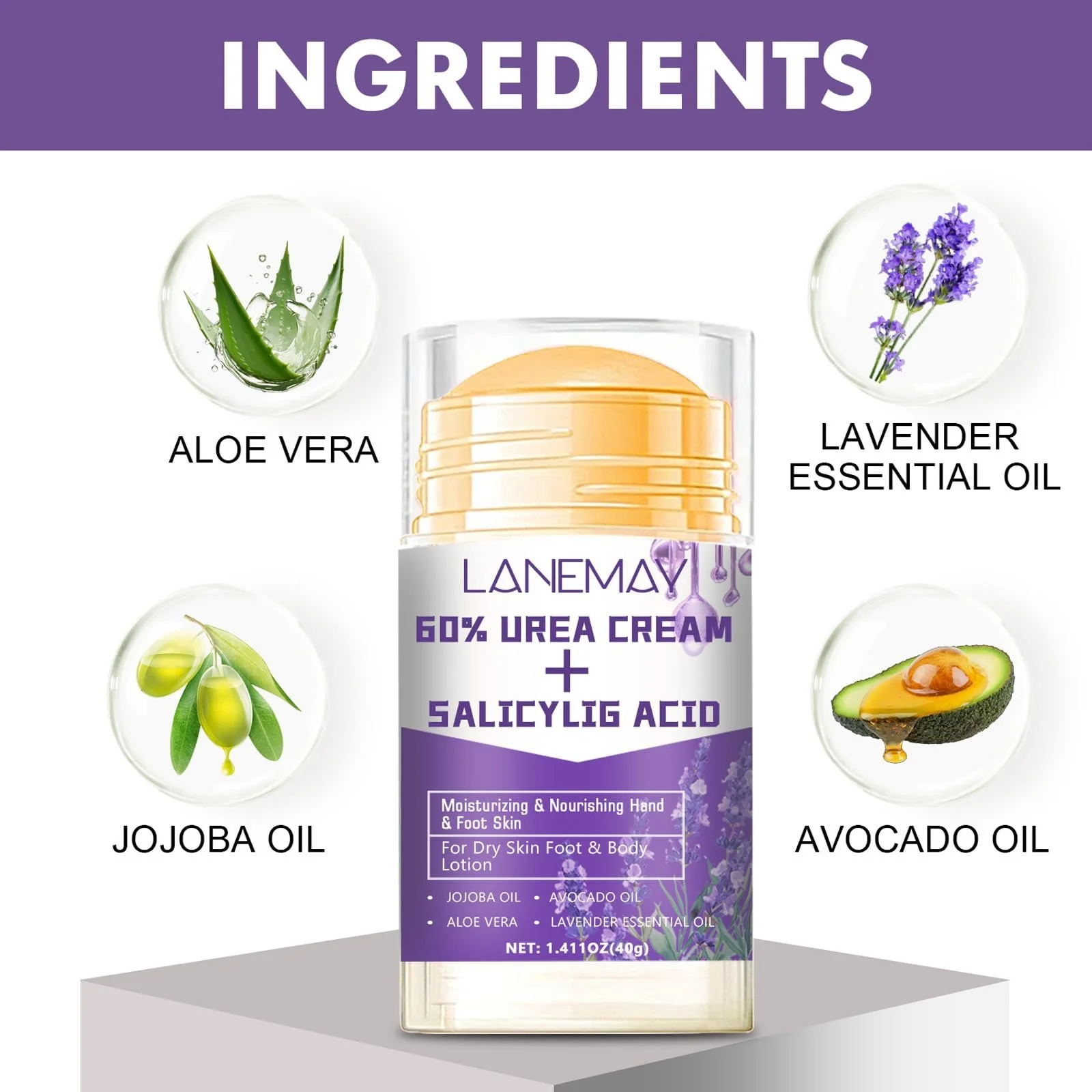 Набор кремов для рук и ног Pack of 2 с козьим молоком и ароматом лаванды Urea 60% для интенсивного восстановления сухой и потрескавшейся кожи, фото №3