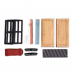 Набір для заточування ножів 1000 6000 грит з каменем та дерев'яною основою - Фото 1