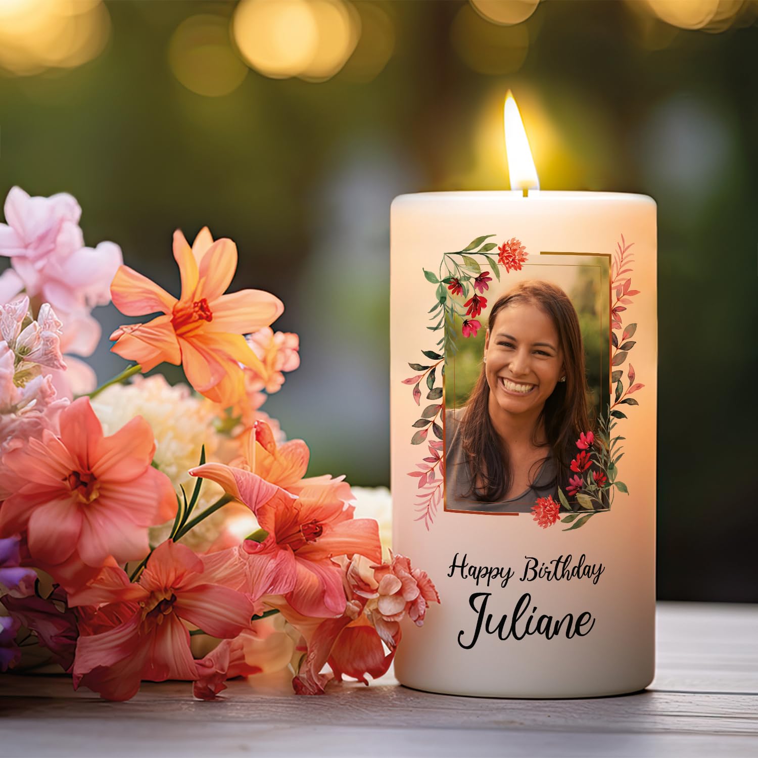 Свеча GRAVURZEILE Именная День рождения С фотографией Цвет: Розовый, фото №3