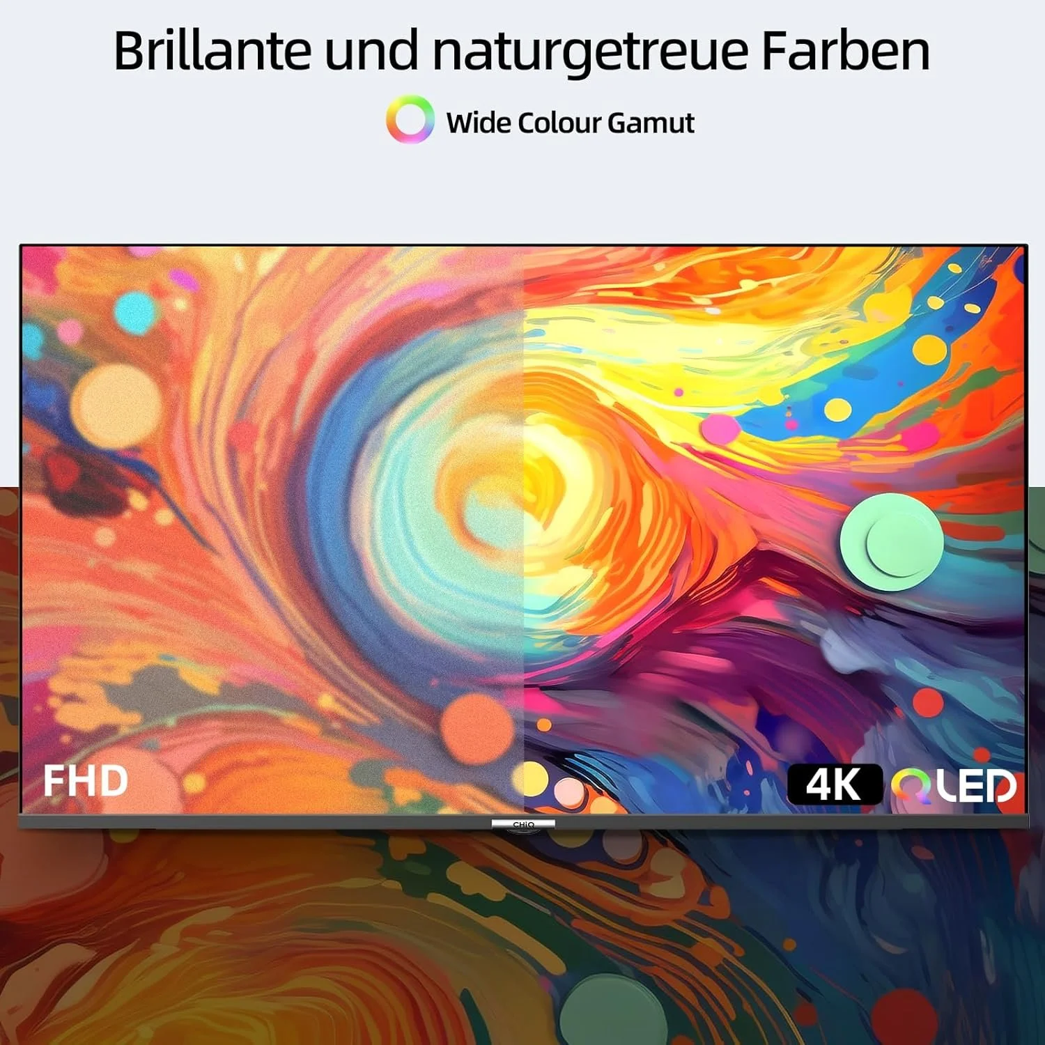 Телевизор 43" CHiQ U43QM8E / 4K UHD / 60 Гц / QLED / Google TV / Wi-Fi / Bluetooth / T2 / Черный, фото №2 Телевизор 43" CHiQ U43QM8E / 4K UHD / 60 Гц / QLED / Google TV / Wi-Fi / Bluetooth / T2 / Черный, фото №2