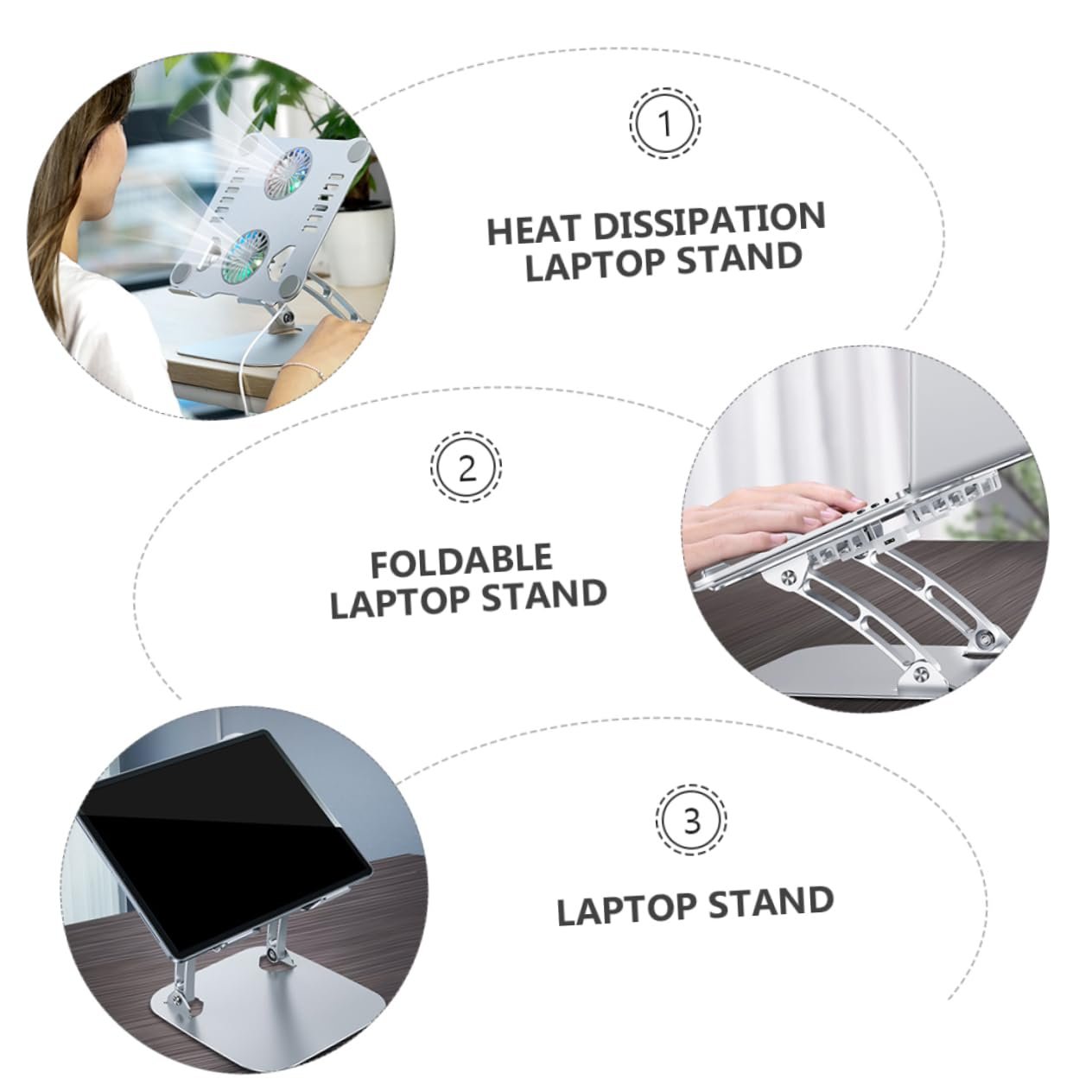 Підставка для ноутбука Tofficu з охолодженням, складана, регульована по висоті, фото №3