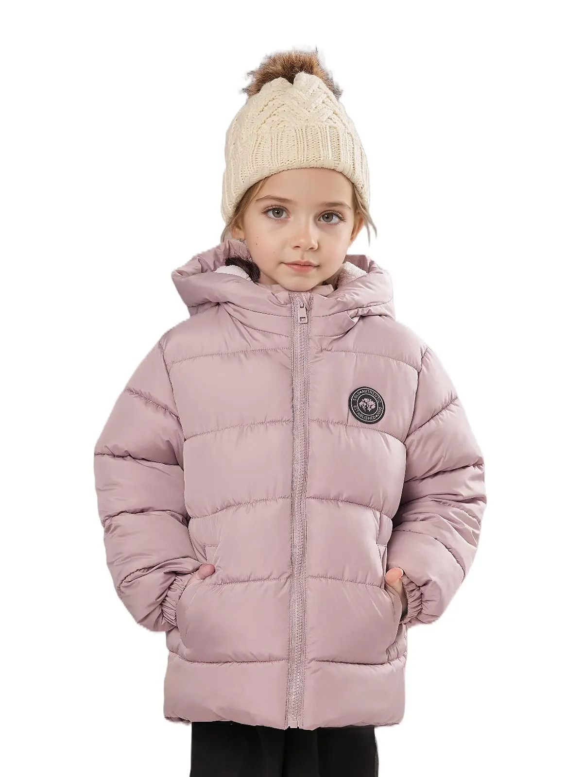 Зимова куртка з капюшоном Sunny Sprout для малюків, утеплена пухова куртка для дівчаток з вітрозахисними рукавами, фото №1