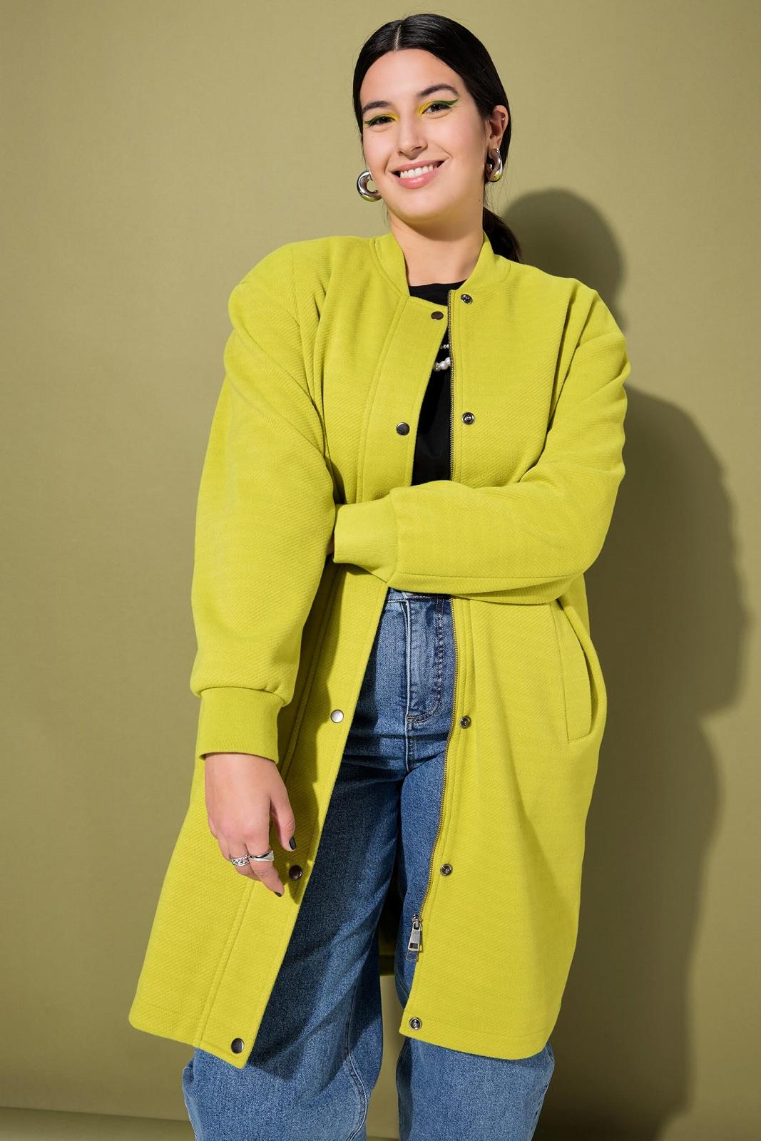 Бомбер Studio Untold Женский большого размера Plus Size длинный, oversized, воротник-стойка 838033, фото №3
