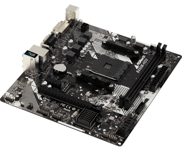 Мат плата AM4 B450 AsRock B450M-HDV R4.0, 2xDDR4 Int Video CPU 4xSATA3 1xM.2, 1xPCI-E 16x 3.0, 1x 2.0, ALC887 RTL8111H 6xUSB3.1/4xUSB2.0, VGA/DVI-D/HDMI mATX, фото №3