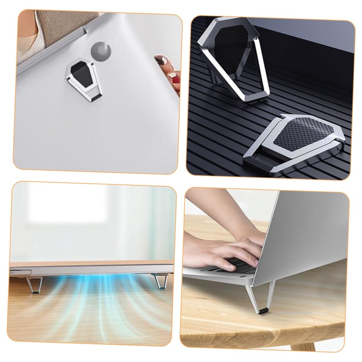 Підставка для ноутбука Алюмінієвий сплав Складаний Портативний з підйомом клавіатури Функція охолодження Самоклеючий Ергономічна, фото №7