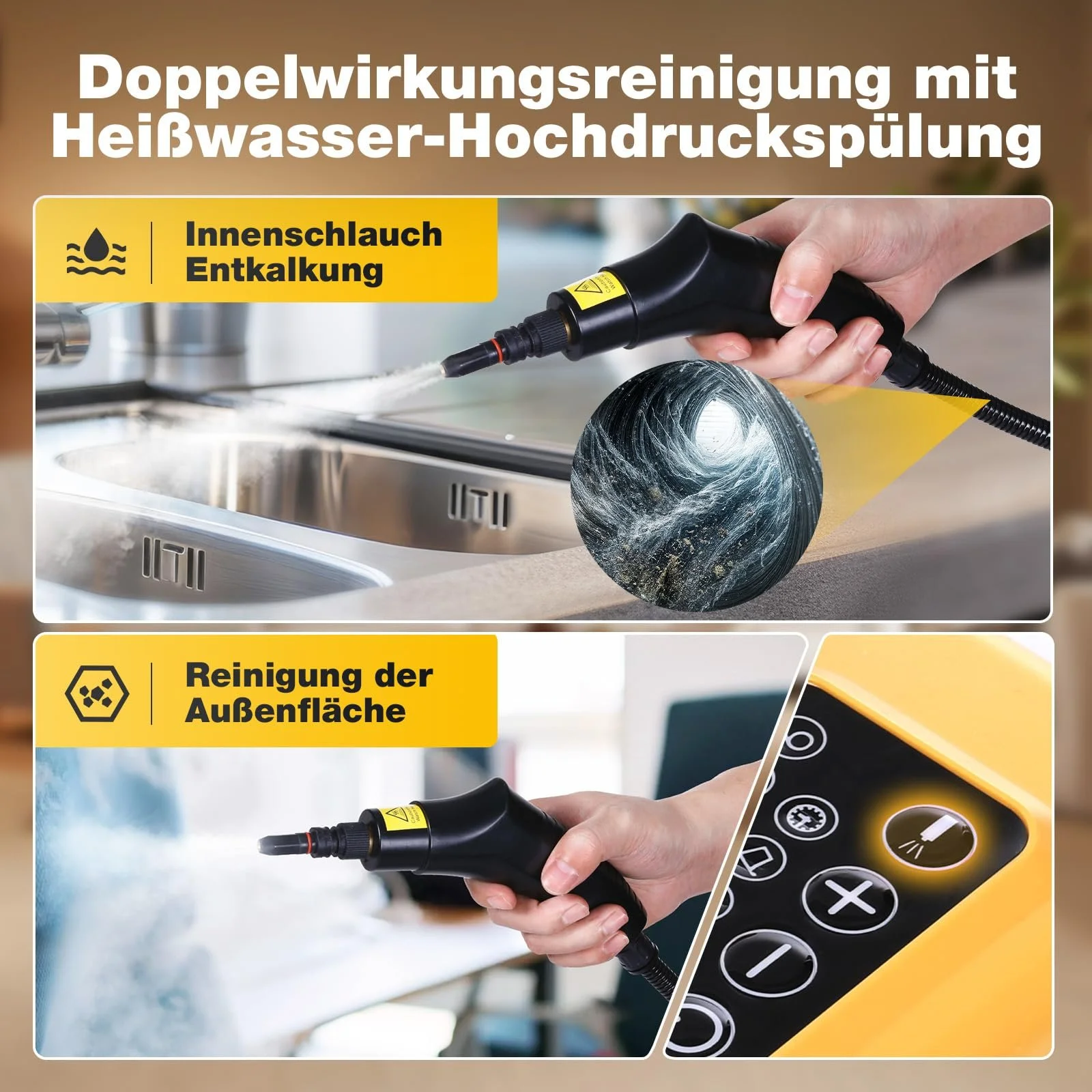 Пароочисник ручний 1950W 3.5Bar 1.6 л 6 ступенів очищення, фото №7 Пароочисник ручний 1950W 3.5Bar 1.6 л 6 ступенів очищення, фото №7