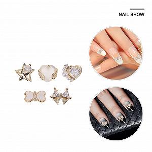 Аксессуары для ногтей Haoshi, патч для ногтей, подвеска для ногтей, 3D подвеска для ногтей, украшение для ногтей, стоп для кусания ногтей, маникюрный металлический пластырь, декоративный пластырь для ногтей, упаковка из 5 штук synthetic.ua - Фото 1