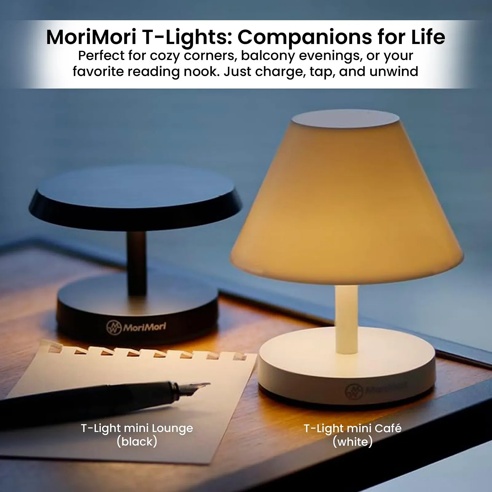 Светодиодная настольная лампа KOOKOO MoriMori T-Light Mini Café Белая, фото №5