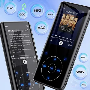 MP3-плеер Tihoosky 64 GB Bluetooth 5.3, HiFi, встроенный динамик HD, сенсорная кнопка, диктофон, до 128 GB, черный synthetic.ua - Фото 1
