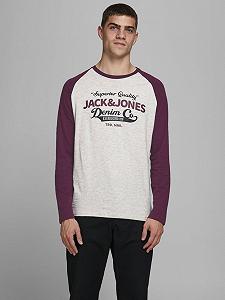 Футболка Jack&Jones LOGO TEE L/S NOOS с длинными рукавами Бордовый M synthetic.ua - Фото 1